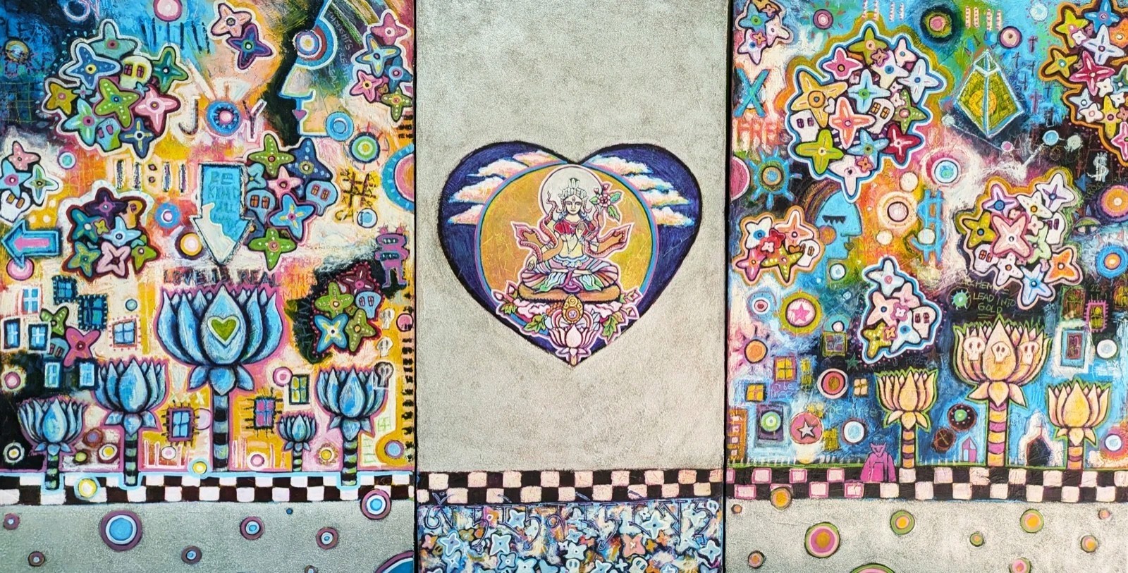 LONG LIFE, JOY, PROSPERITY – K. Bickman, White Tara 6′ x 11′ Exclusive Fine Art