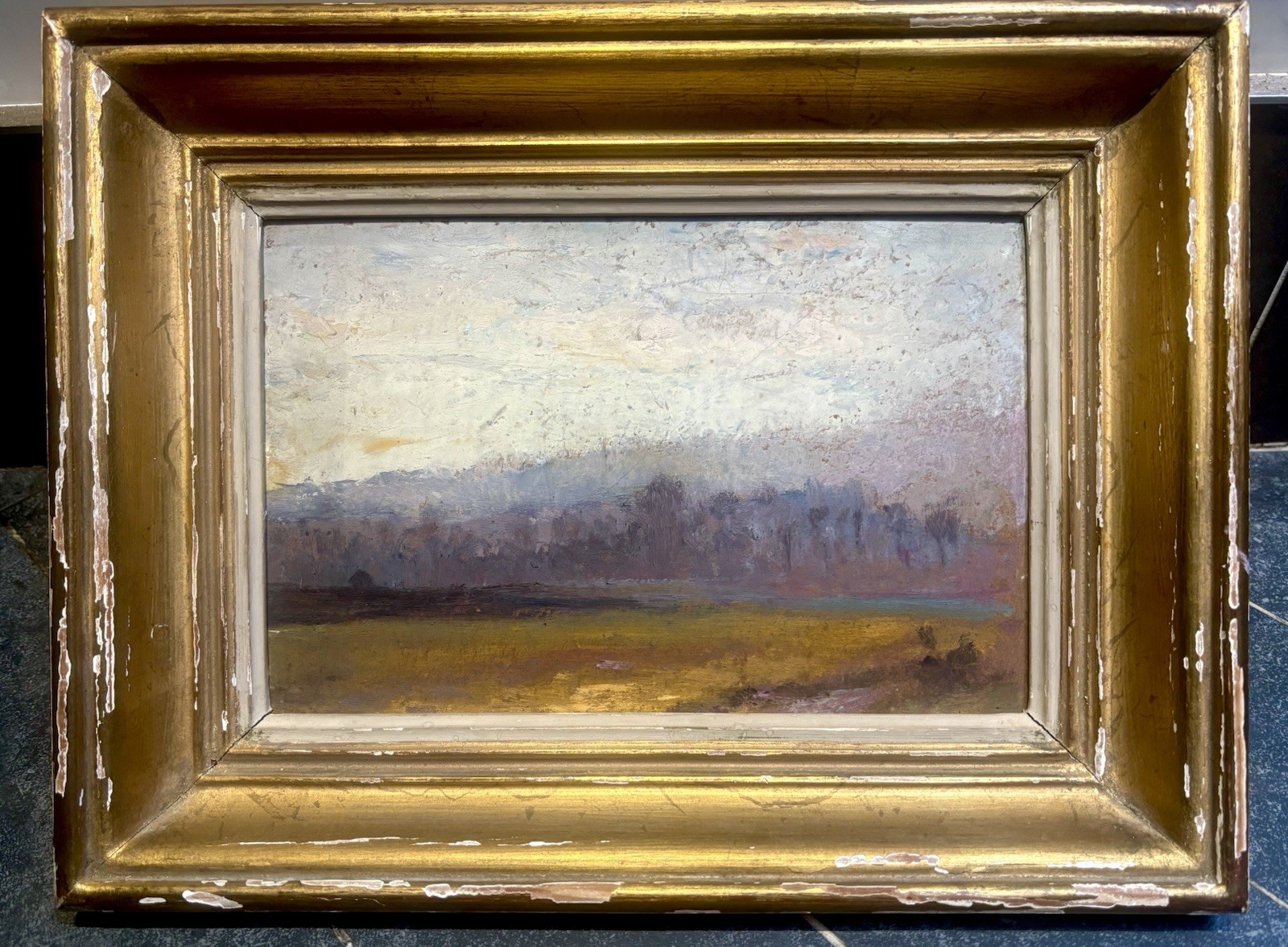 Atmospheric Antique American School Tonalist Landscape Painting Early 20th c