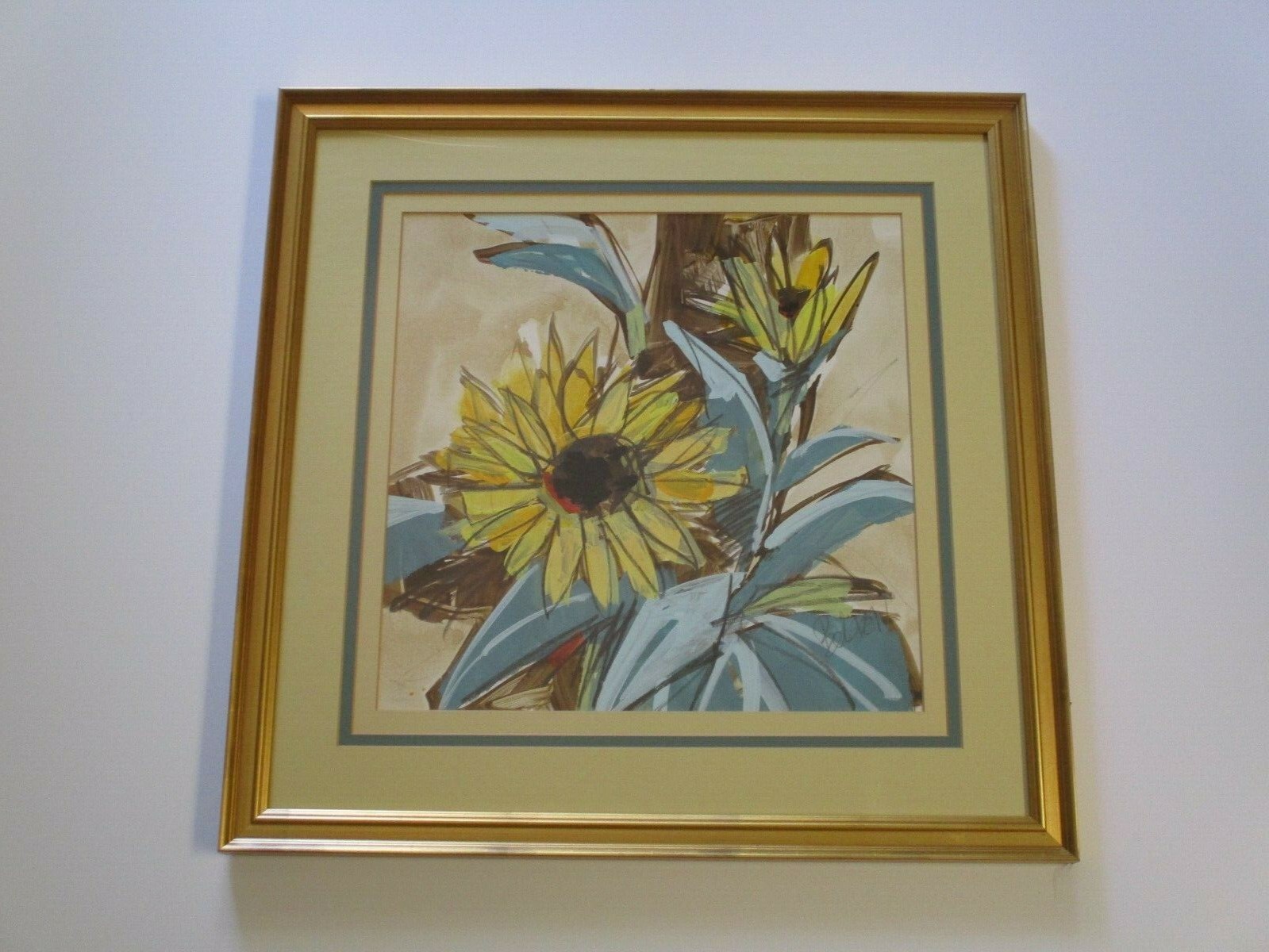 VINTAGE FLORAL FLOWER RETRO MODERNISM SUNFLOWER EXPRESSIONIST SIGNED BOLTEN POP