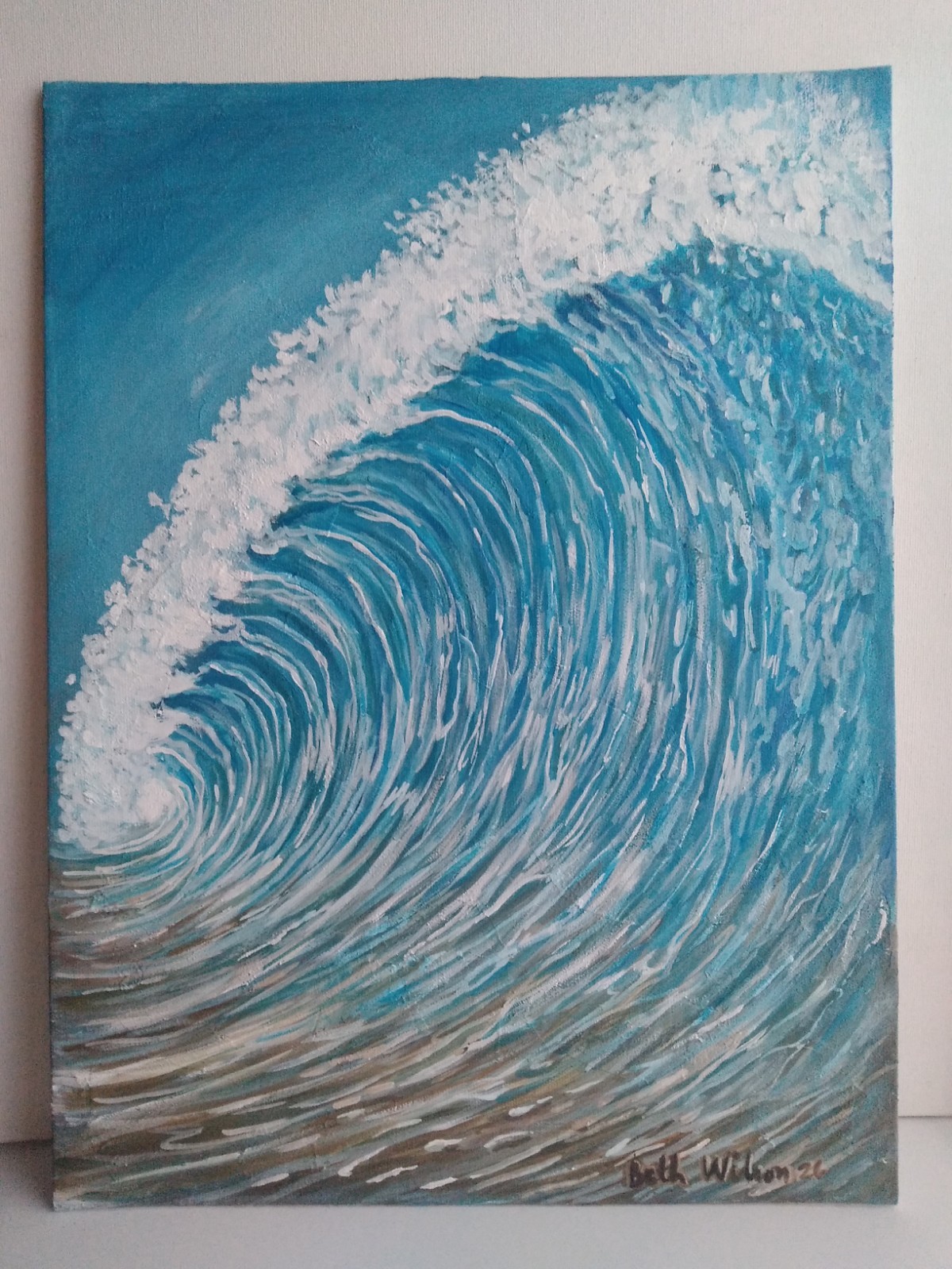 Original Hand Painting Ocean Wave Beach Seaside Coastal Wall Art Decor