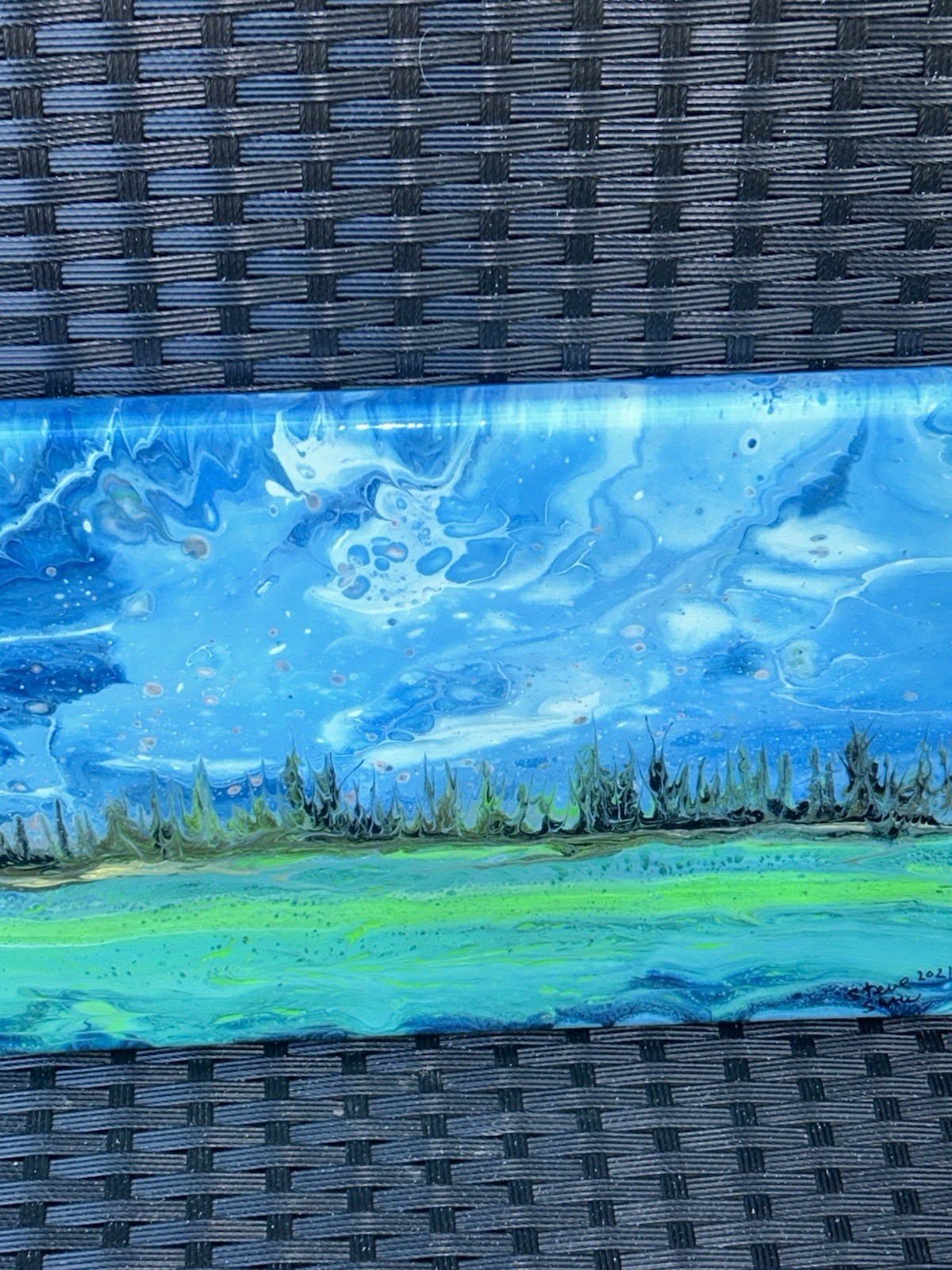Modern Original Landscape 9”T 18”W Signed Steve Shaw 2021 Canvas Contemporary