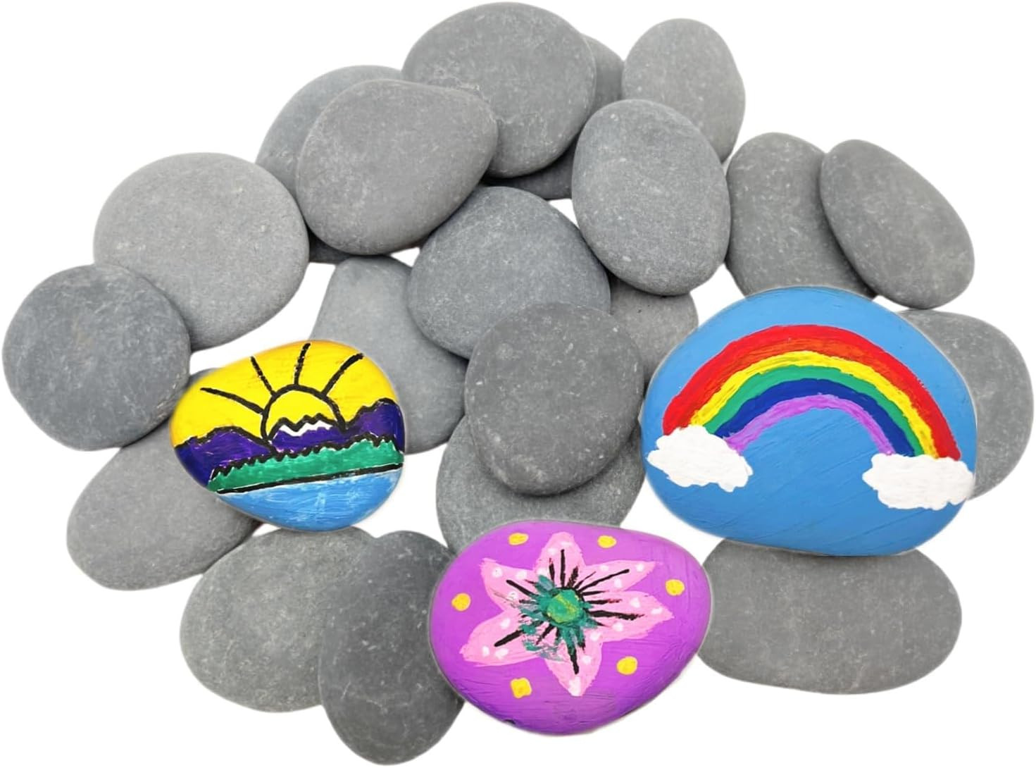 16PCS Natural River Rocks for Painting, Crafts, and Decoration, 2″-3″ Size