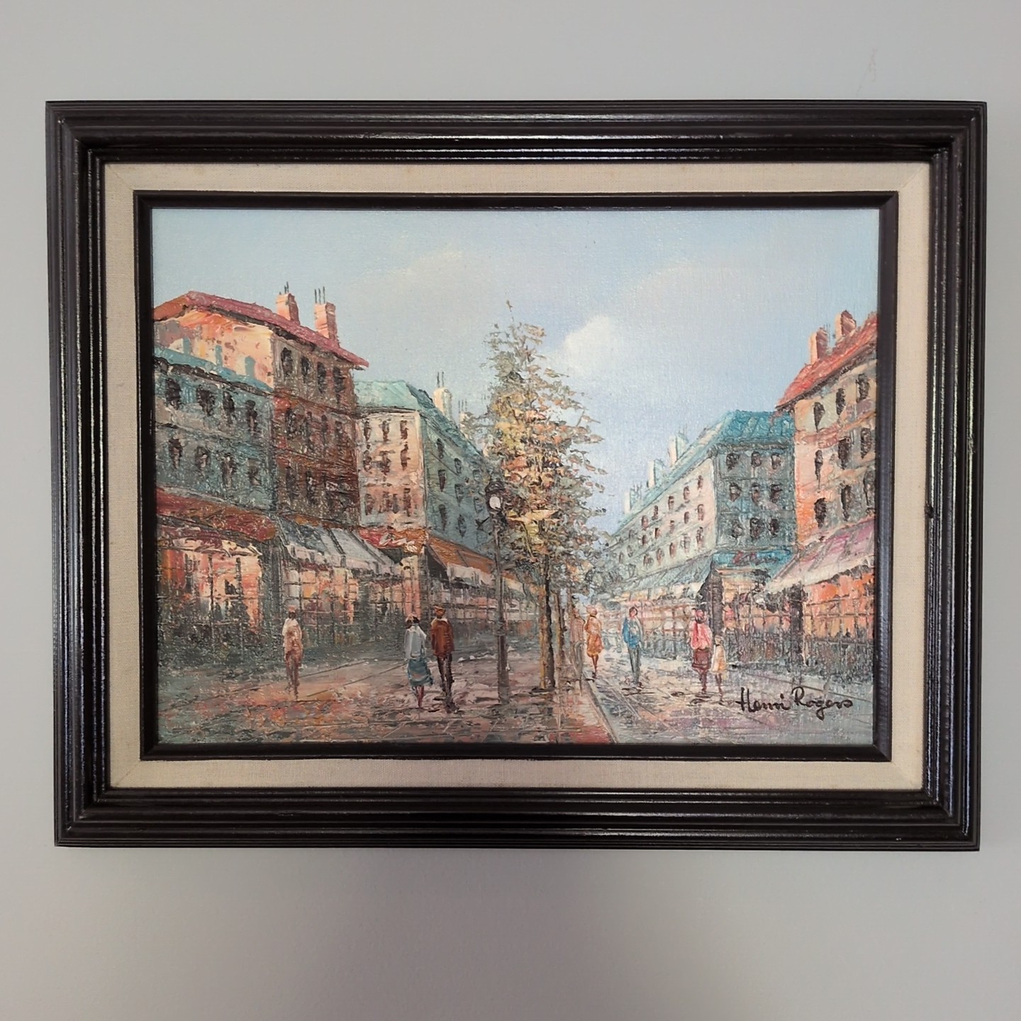 Original Henri Rogers Parisian Street Scene Oil Painting Signed Framed Canvas