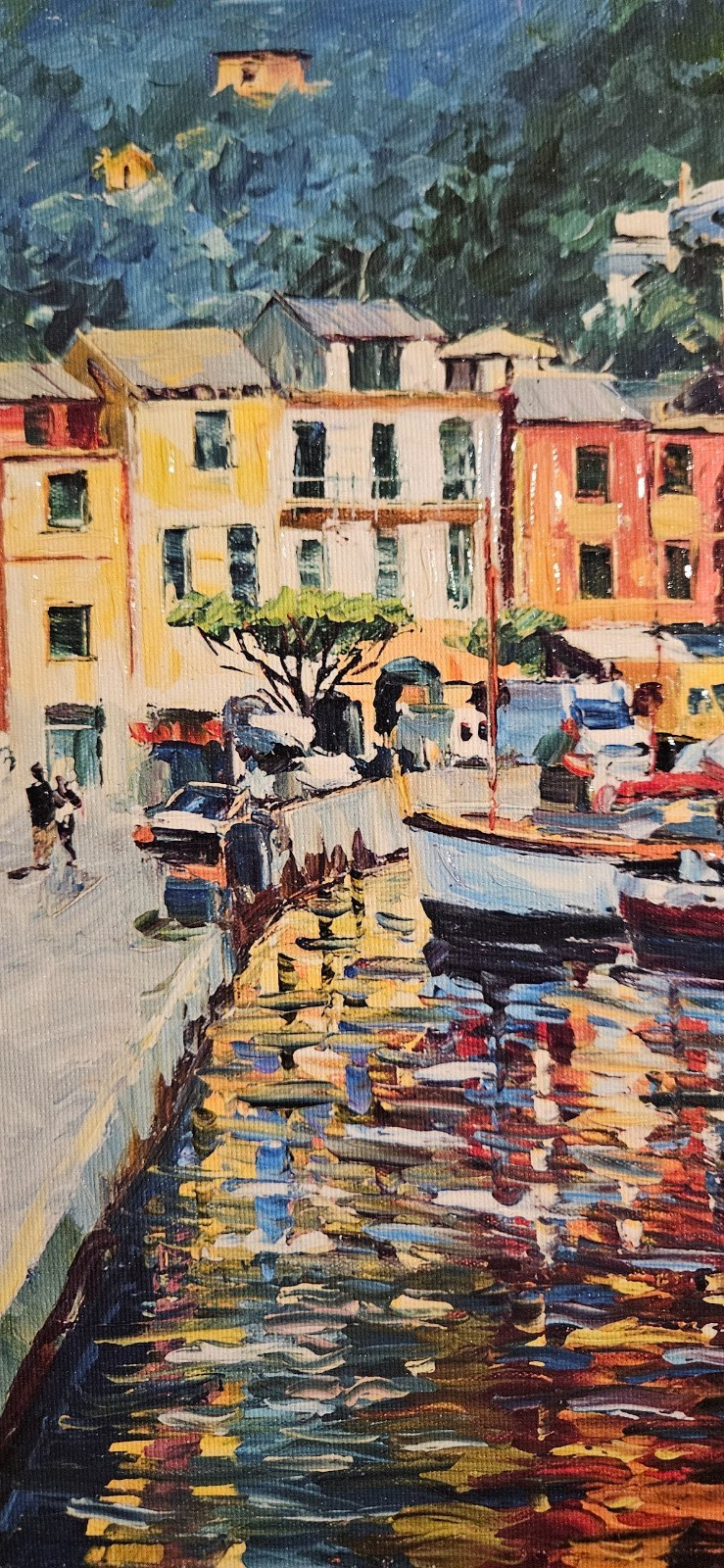 NEW DANIEL WALL «Portofino Harbor» Giclee/Canvas Hand-Embellished Signed-COA