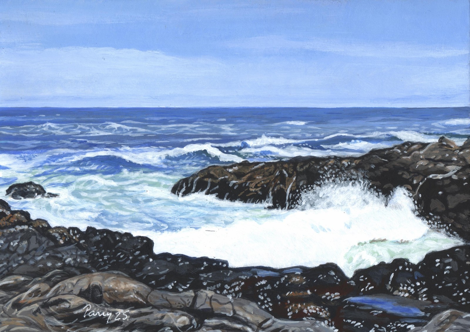 Original Seascape Painting Oregon Coast # 3625 5×7 Parry Johnson
