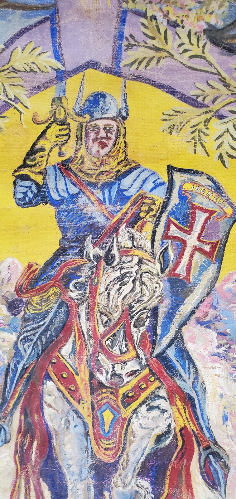 Original Ornate Textured Oil On Canvas: Hildebrandt Coat of Arms Banner 1934