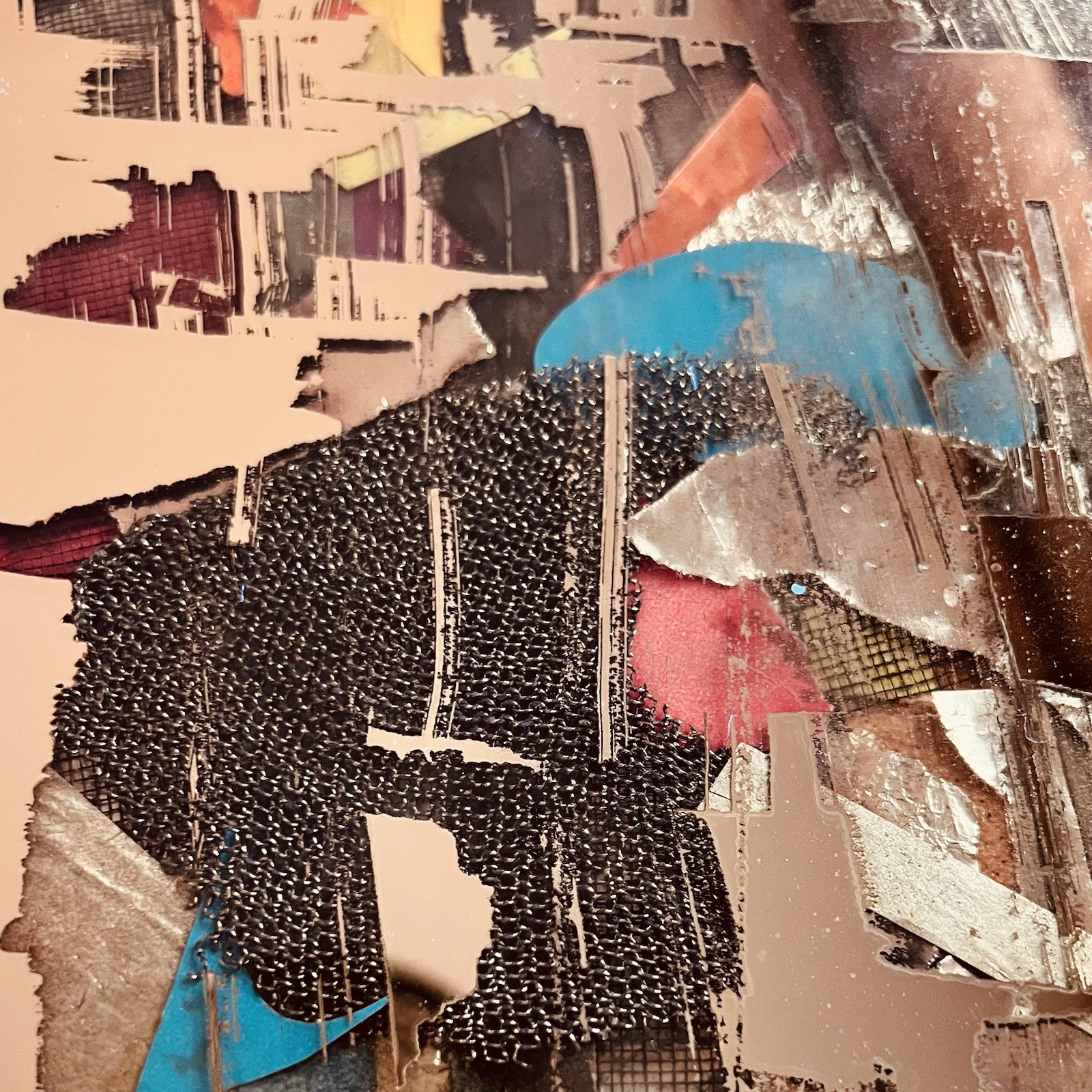 MCM Brutalist Reverse Glass Mirror Art Signed Mixed Media Wall Sculpture 25″