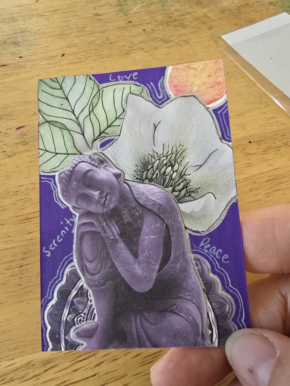 ACEO Original Art Abstract Mixed Media Collage Serenity Peace Love TRACY FLOOD