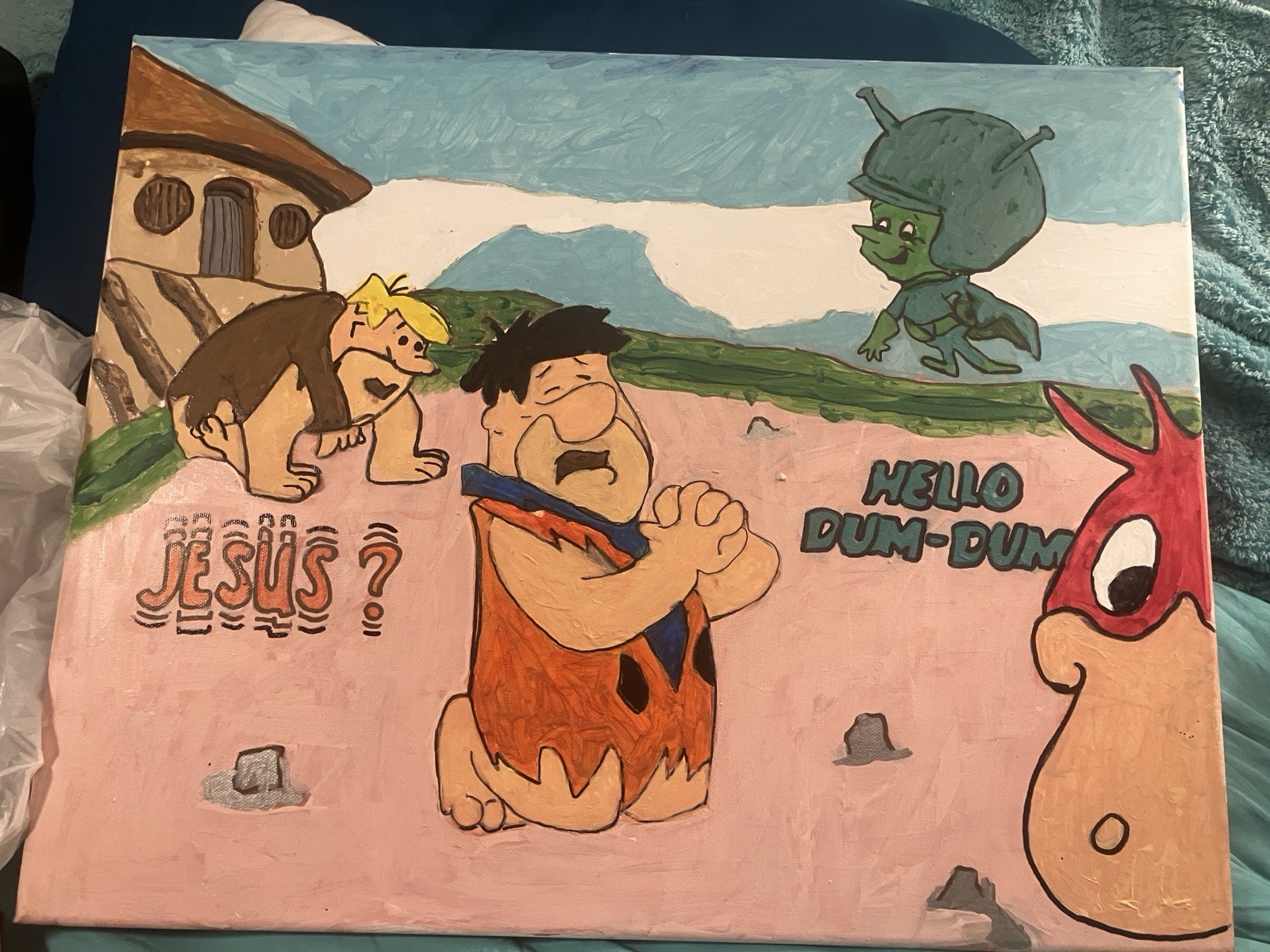 Hand Painted By Peter Handcock , Depiction Of Primitive Man’s Alien Experience