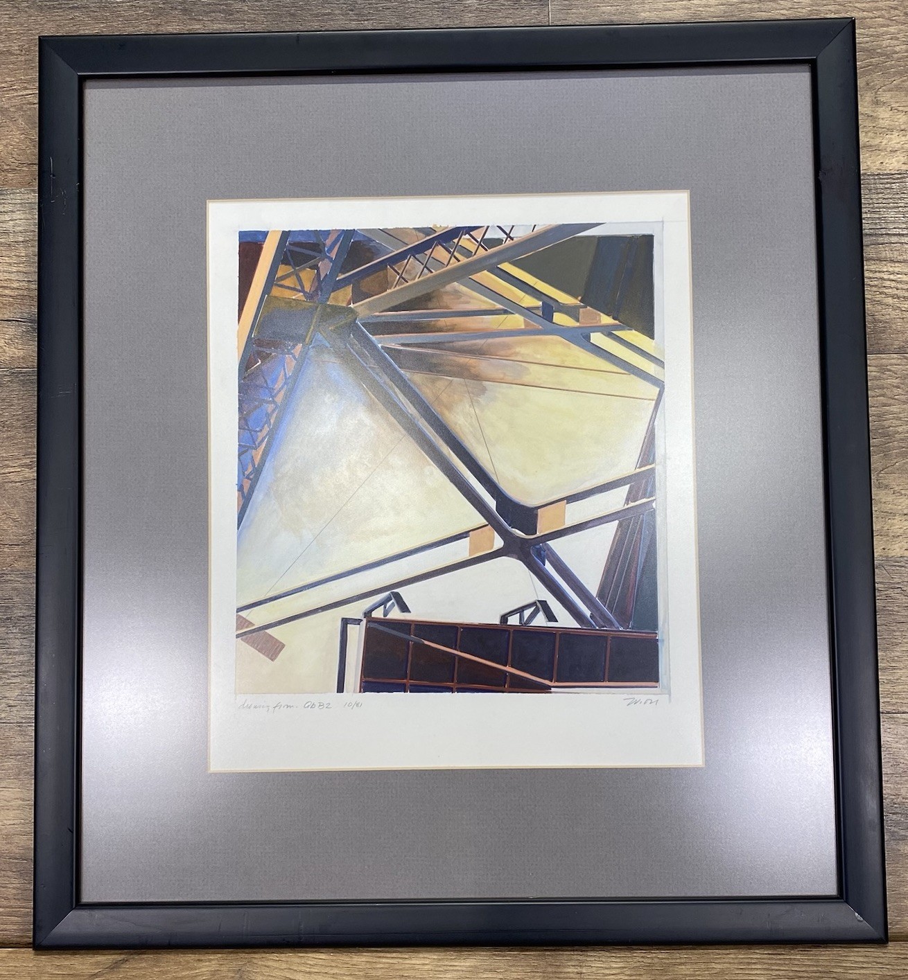 1981 Industrial Architecture Design Watercolor Painting Original Framed Signed