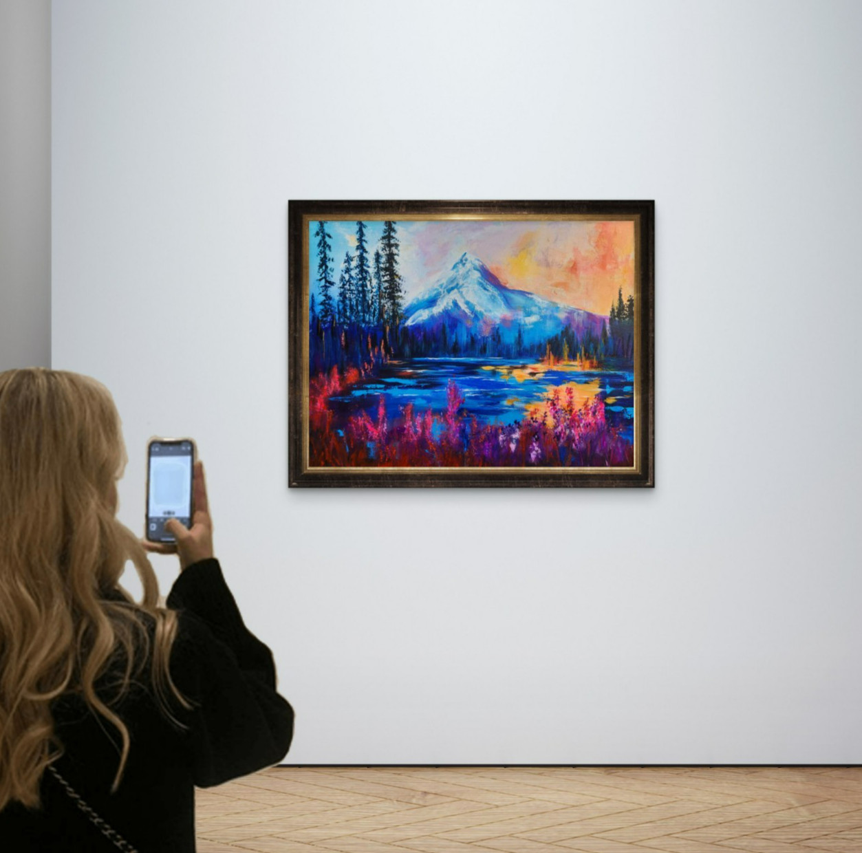 Mount Hood Landscape – 24×18 Acrylic & Oil Mountain Lake Painting