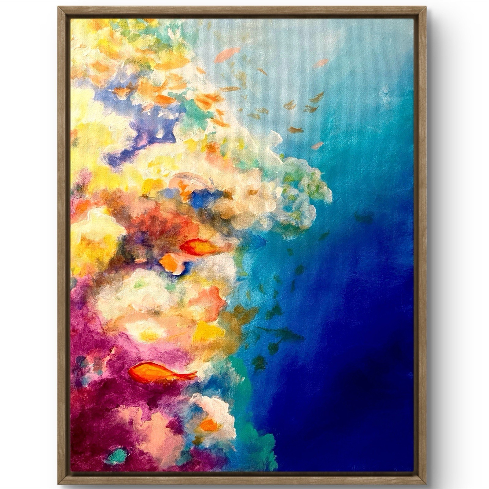TITA PAINTZ Coral Reef Bold Colors Ocean Seascape Handmade Wall Art 11×14