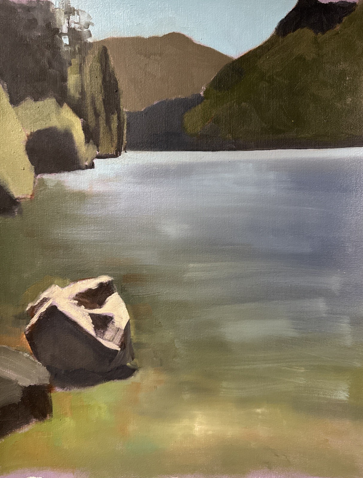 Mountain Lake Original Oil Painting