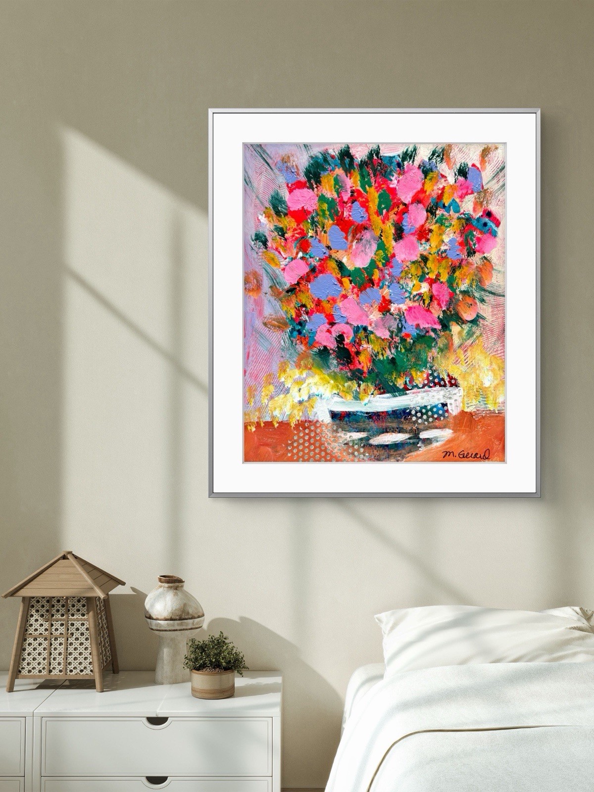 GERARD 8X10 IN- Abstract Expressionist Original Acrylic Painting Flowers