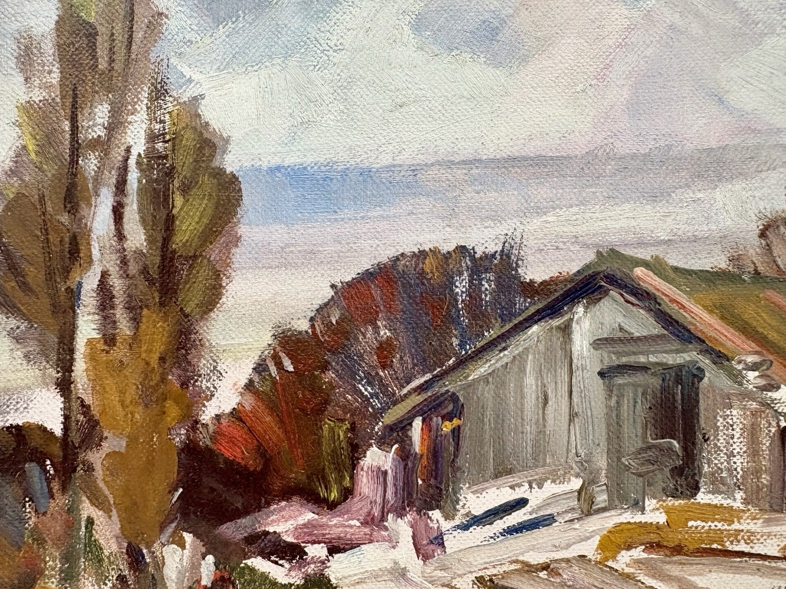 Tableau Hal Ross Perrigard.( 1891-1960 ). Huile sur panneau signée, 7×9 pouces