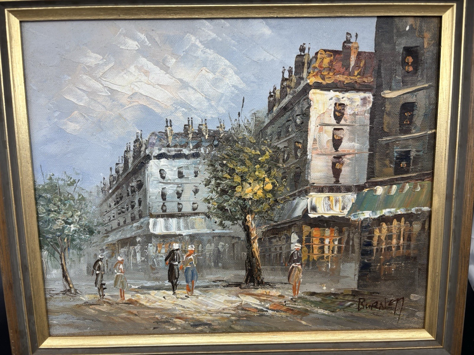 Vintage CAROLINE BURNETT «PARIS» Signed 8″ X 10″ Oil Painting Framed