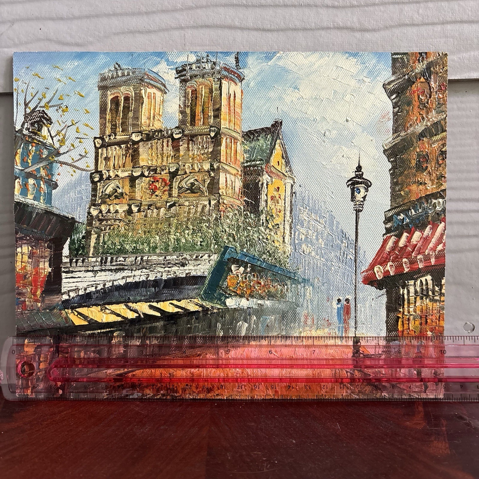Vintage Impressionist Paris Street Painting Signed Burnett (?) Notre Dame 8×10