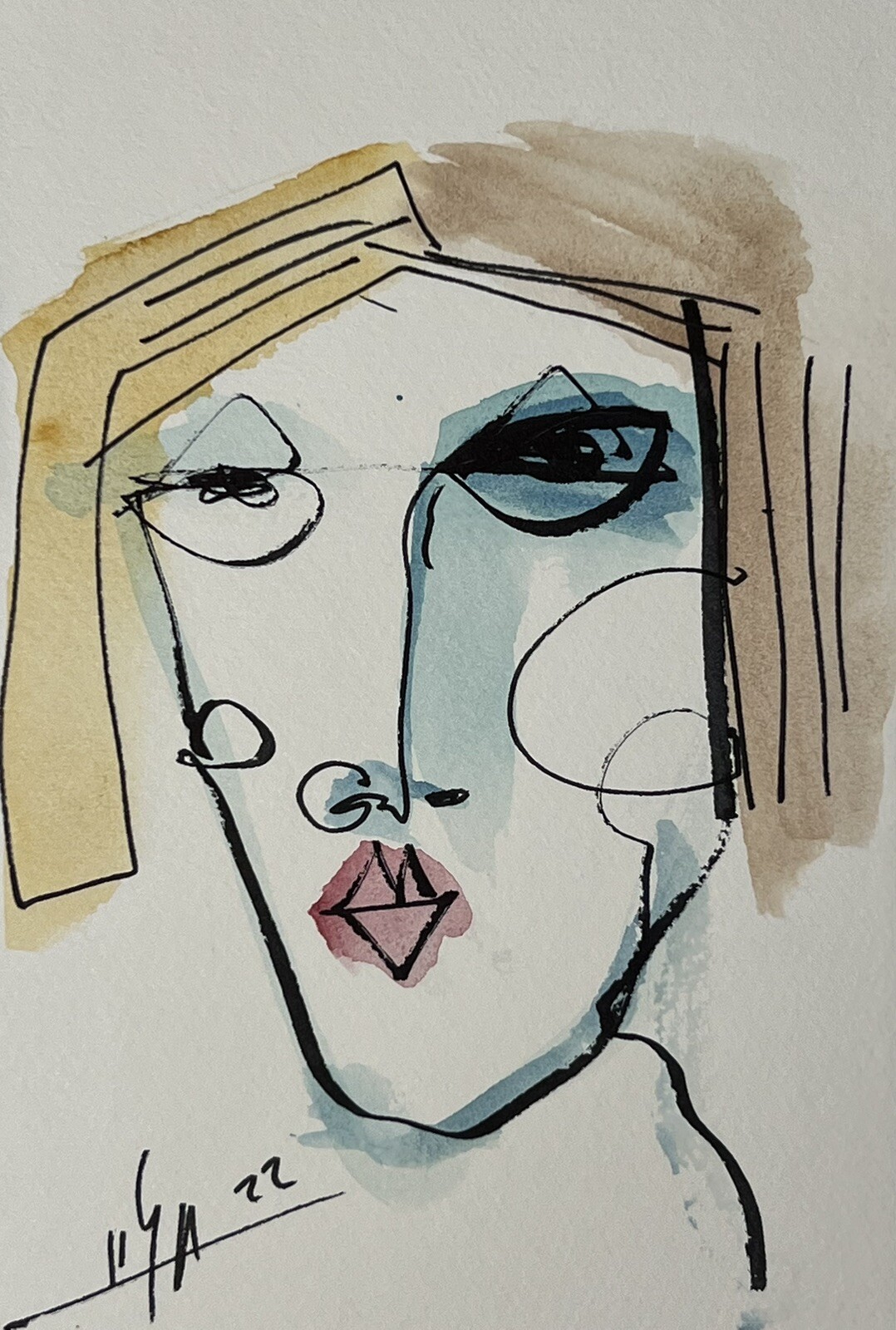 ORIGINAL PAINTING INK/WATERCOLOR ON CANSON PAPER 4”x6”CUBAN ART By LISA.