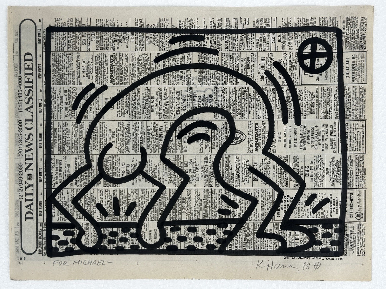 KEITH HARING UNTITLED ART DRAWING / PAINTING