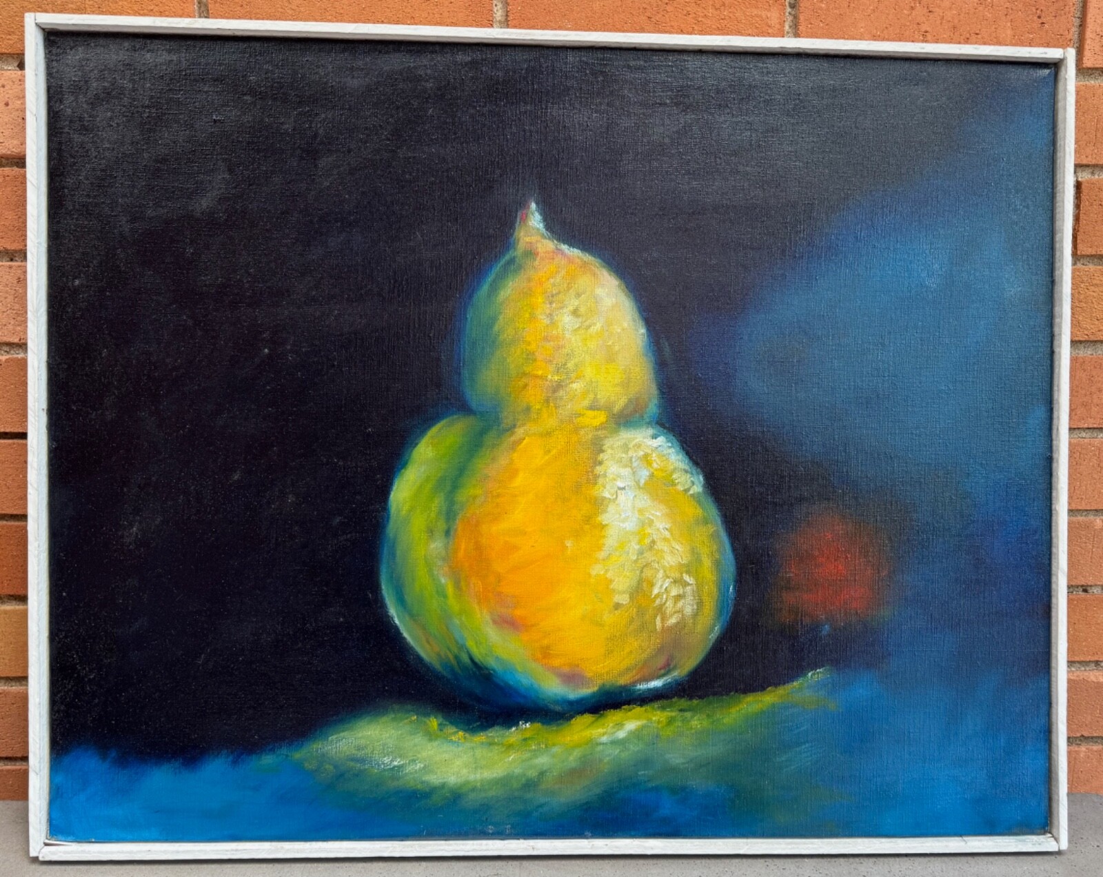 Contemporary Pear Fruit Still Life Oil Painting Modern Art Hackmann ’04 Framed