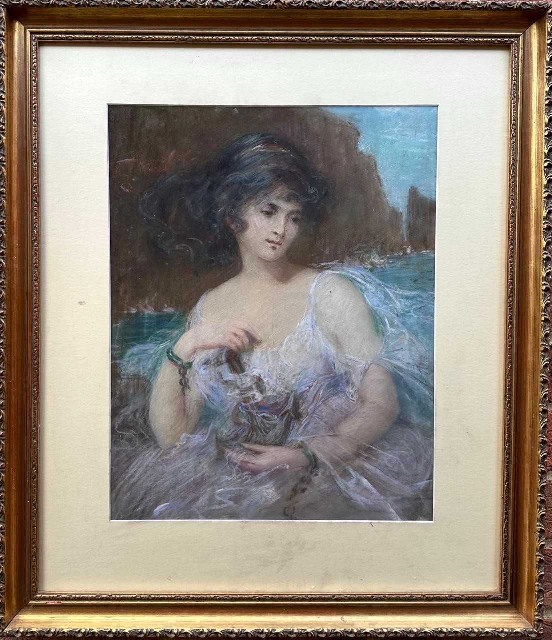 French School(20TH Cen-ry) : The Allegory Of Hope , Pastel On Paper , Framed