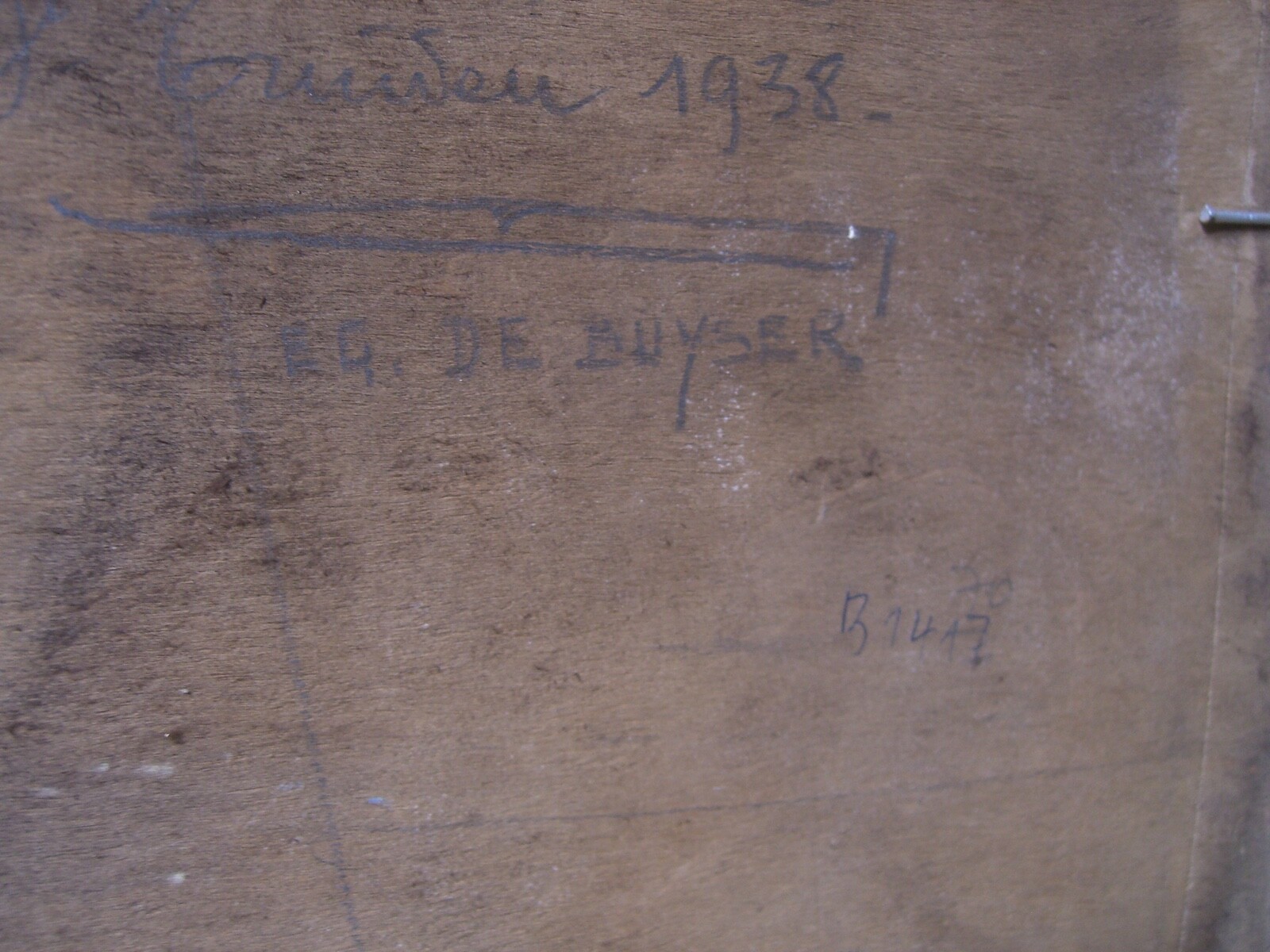 Signed Eg. De Buyser Landscape with Windmill Hay Bales Limburg Belgium