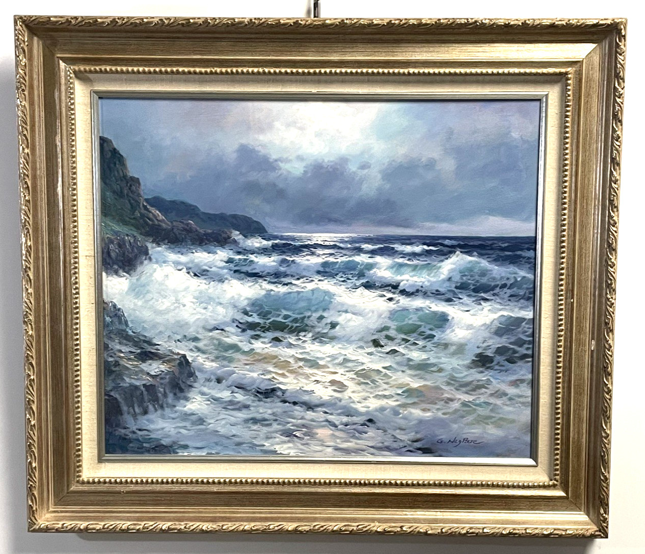 G. Negrete “The Mystery of the Sea” Oil Painting 20×24 Framed Seascape