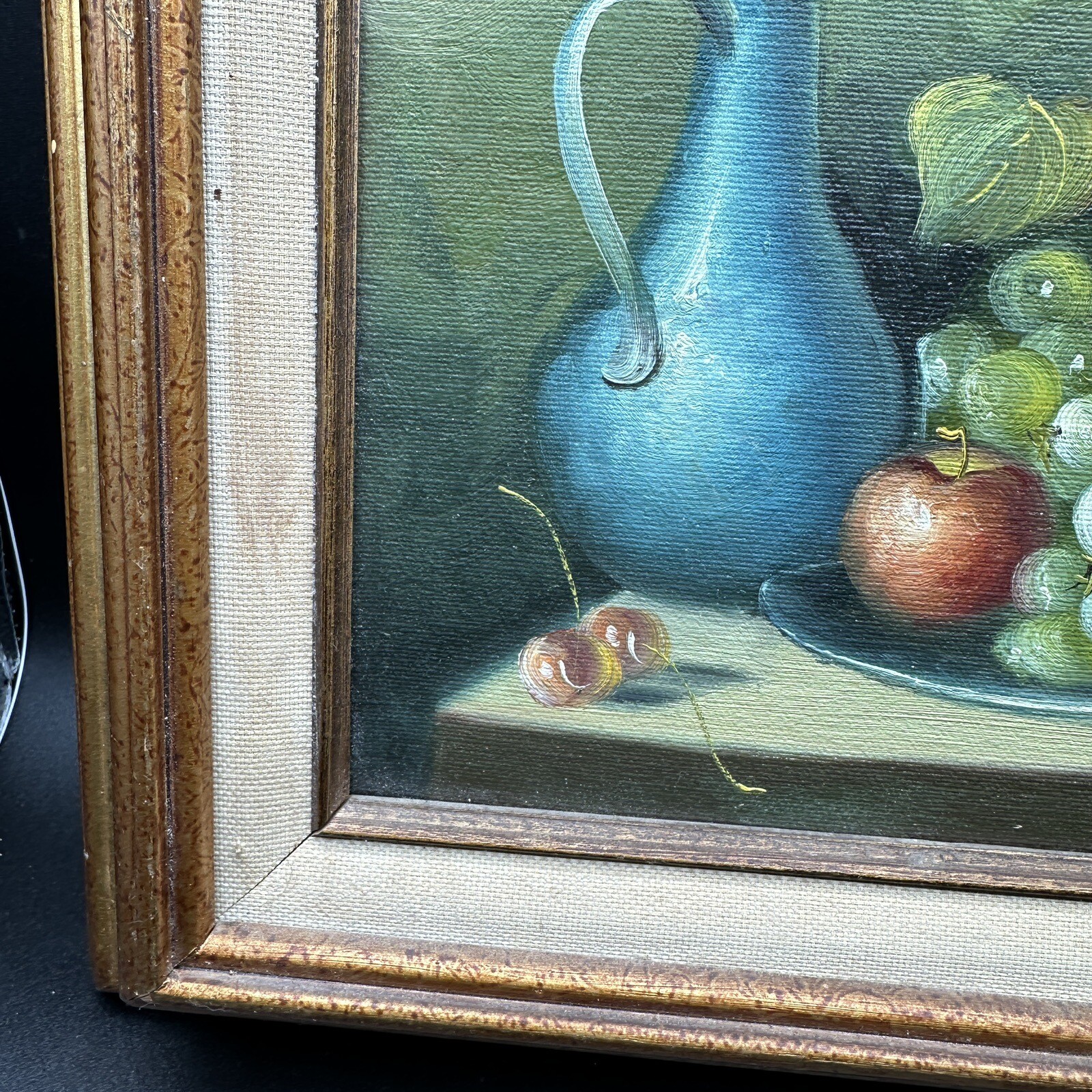 Vintage Framed Still Life Fruit Painting Signed Kingsley Gold Frame Wall Art