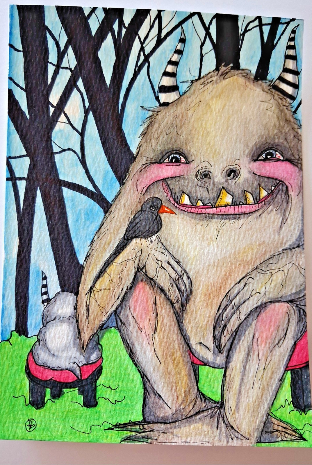 1 small Original surreal Fantasy «Telling Stories» Painting!!