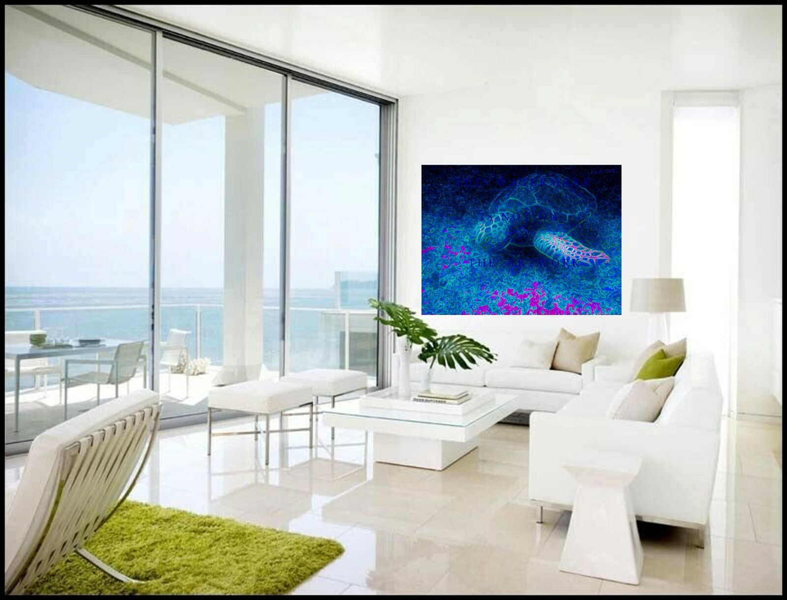 WATERPROOF ART Green Sea Turtle 30″x40″ Hawaii USVI St.Thomas figi hot tub sauna