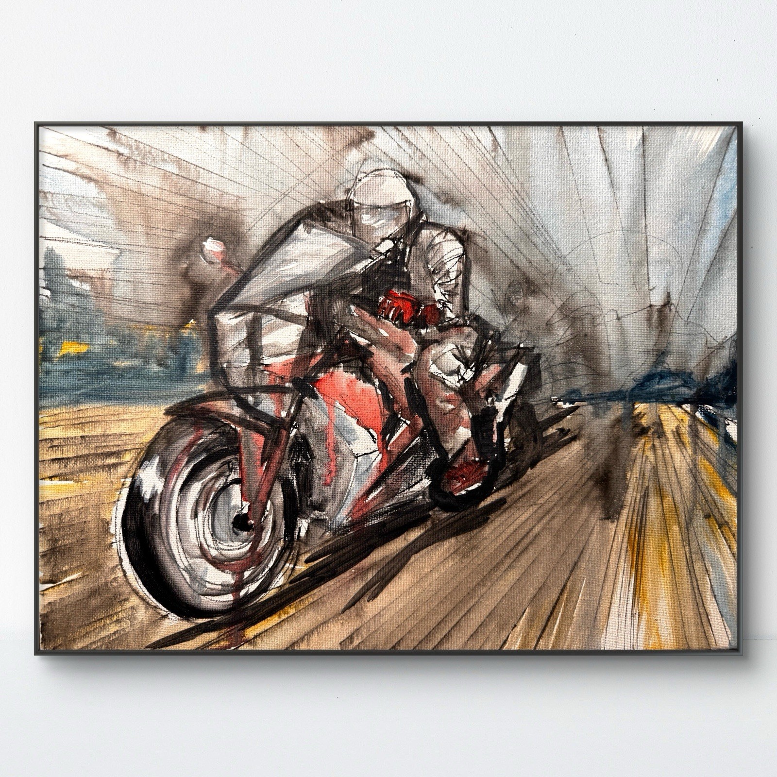 SAMATOWIC Original Abstract Motorcycle 11×14 Kids Room Handmade Signed Art 286