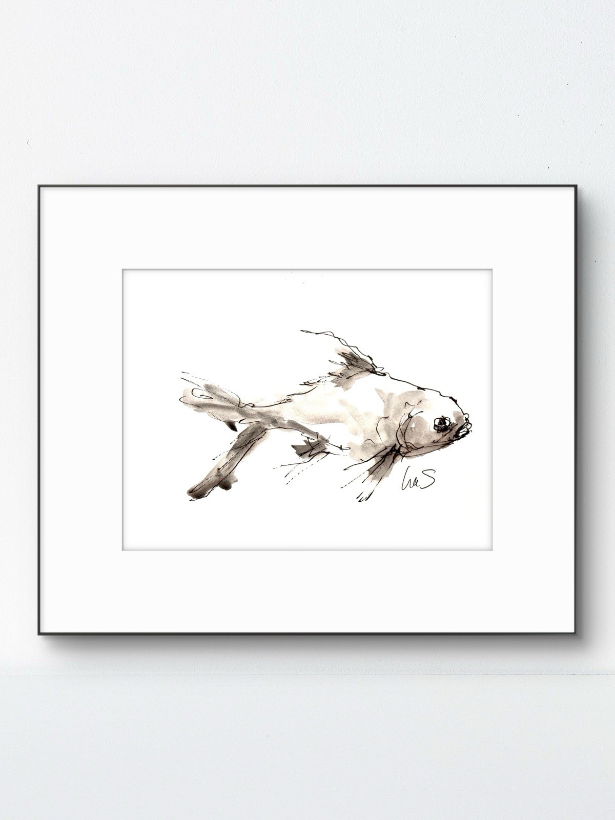 Original Abstract Expressionism 9×12 Fish Paper Ink Handmade Signed Fine Art 18