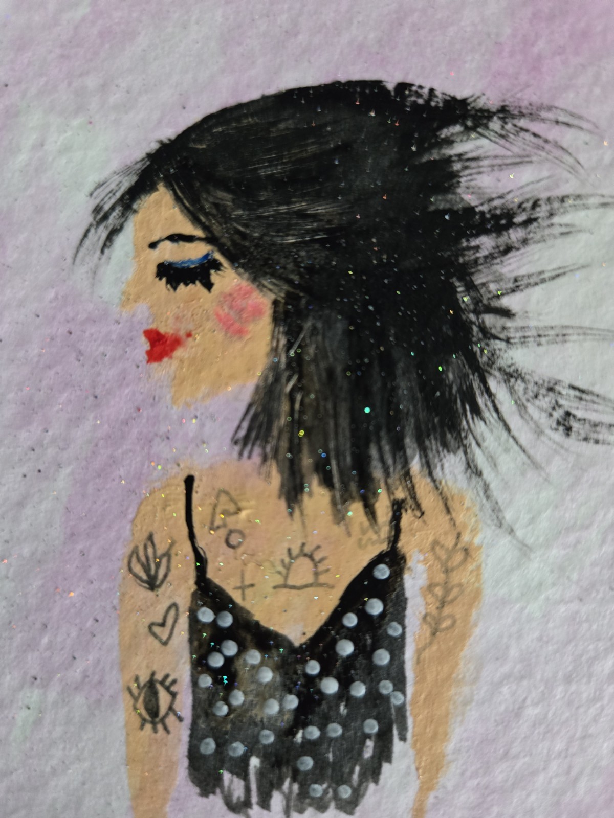 Tiny art. Art Card. Signed 5 in X 5 in. Inked Girl. It’s An Artisan Thing.