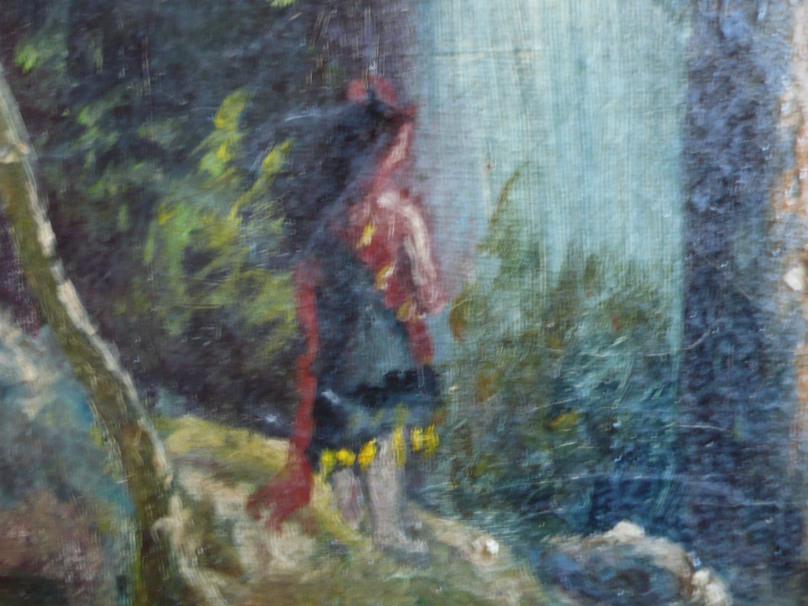 MINA BOEHM METZGER, NEW YORK IMPRESSIONIST OLD ANTIQUE, FOREST NATURE WATERFALL