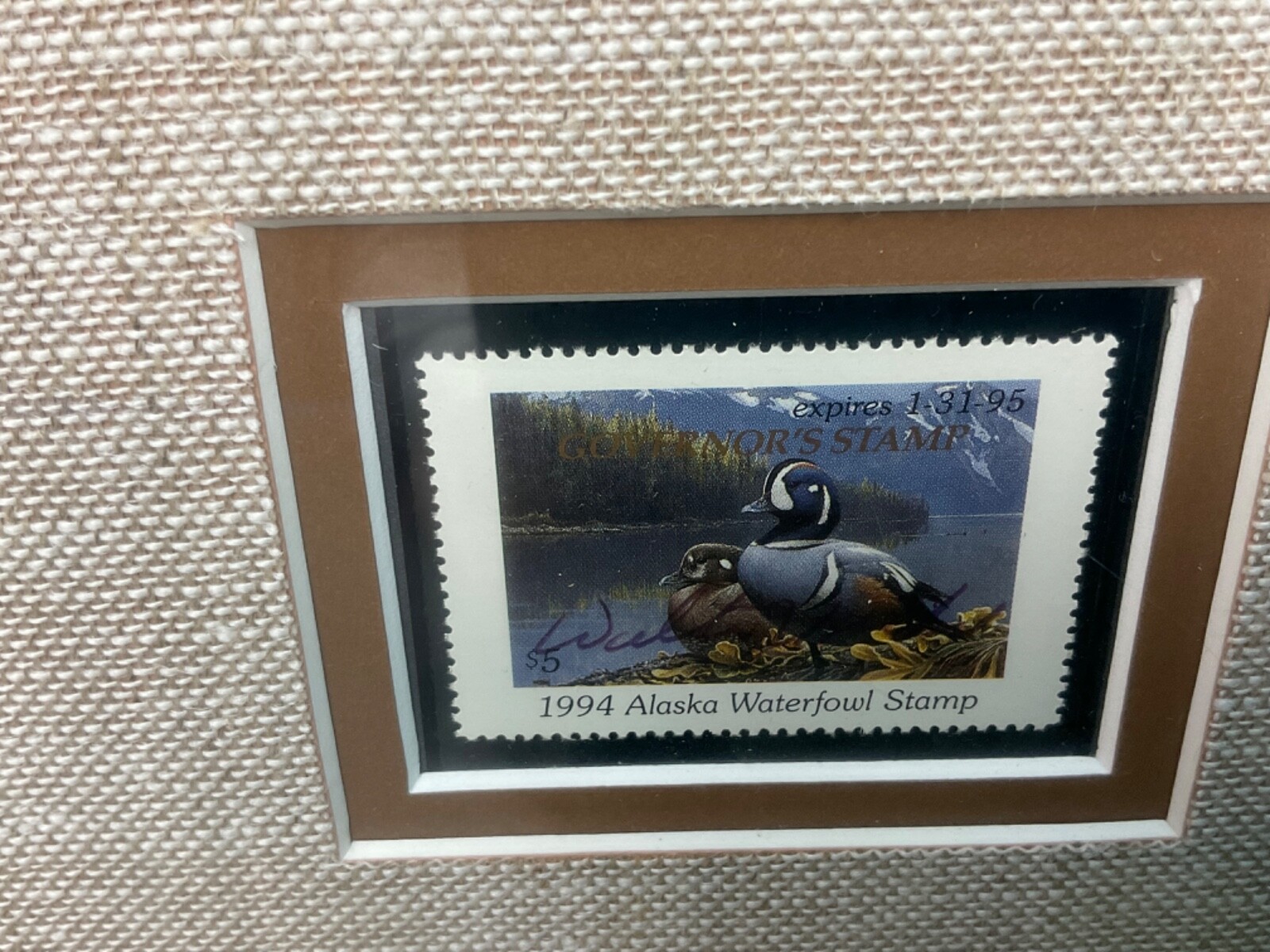George Lockwood Orig Wildlife Duck Oil Painting Signed Art & Litho Stamps Alaska