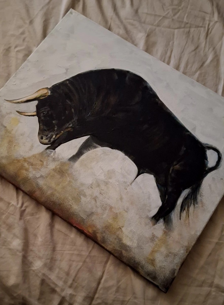 Lamborghini Bull Painting ,spanish bull Collectible Original Art wall canvas