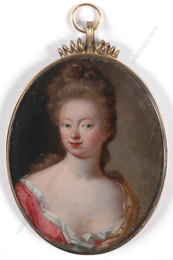 «Portrait of a Lady», French oil on copper miniature, ca.1700 (m)