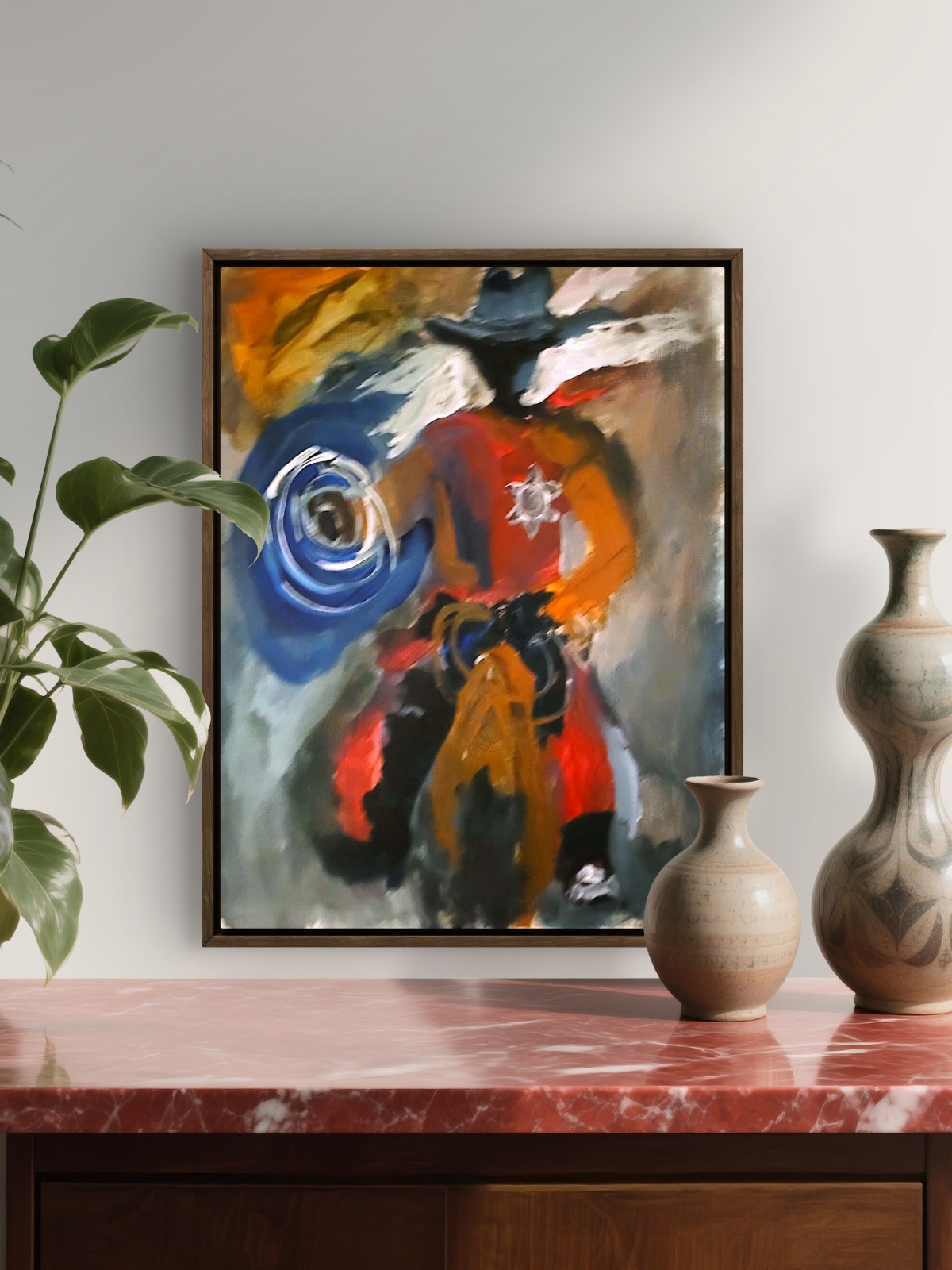 Cowboy Unique Abstract Expressionism Wall Art Canvas Board 11×14