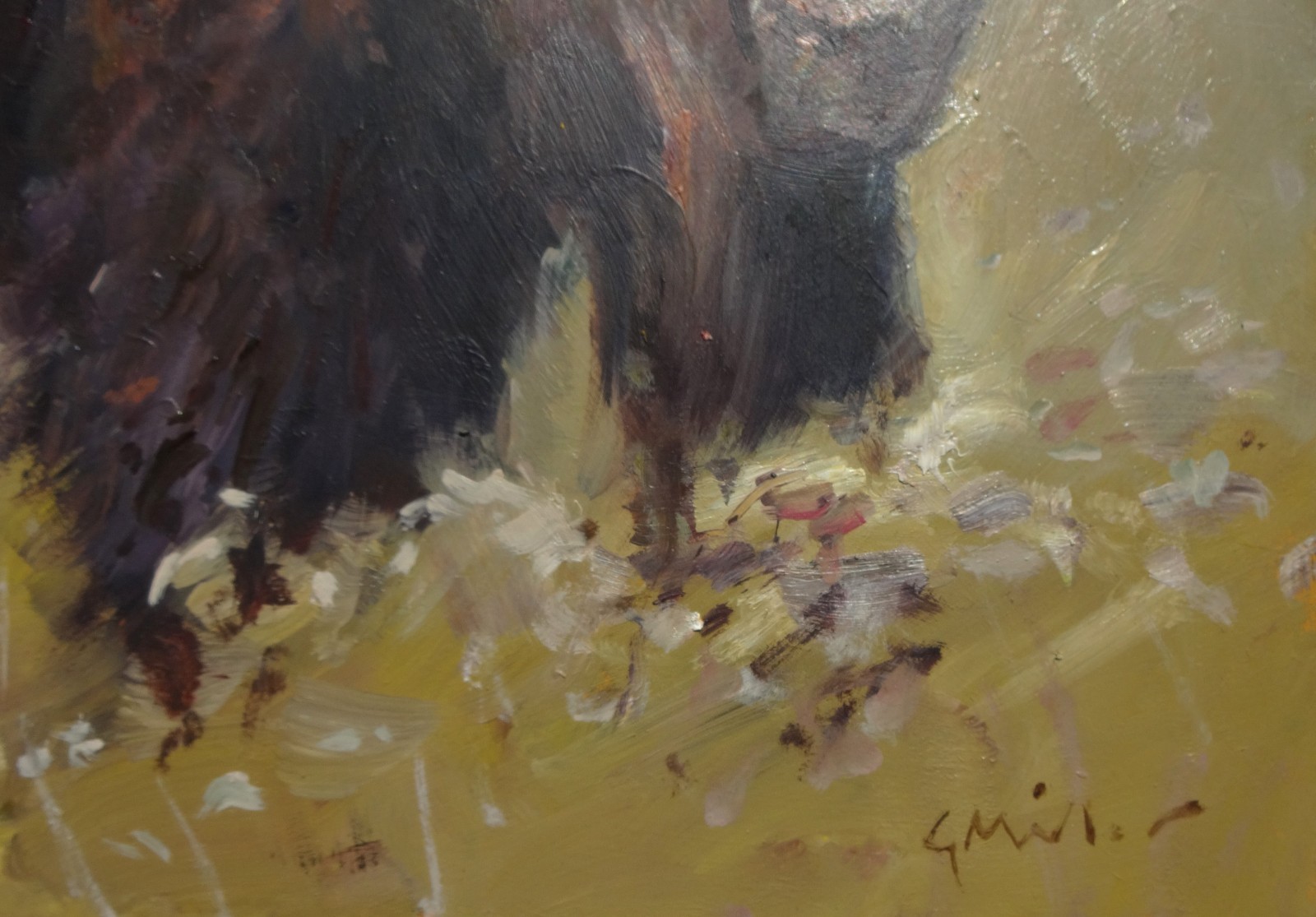 GERRY MILLER -. Unique. Artwork.»Buffel».Oil paint on board.30x40cm-