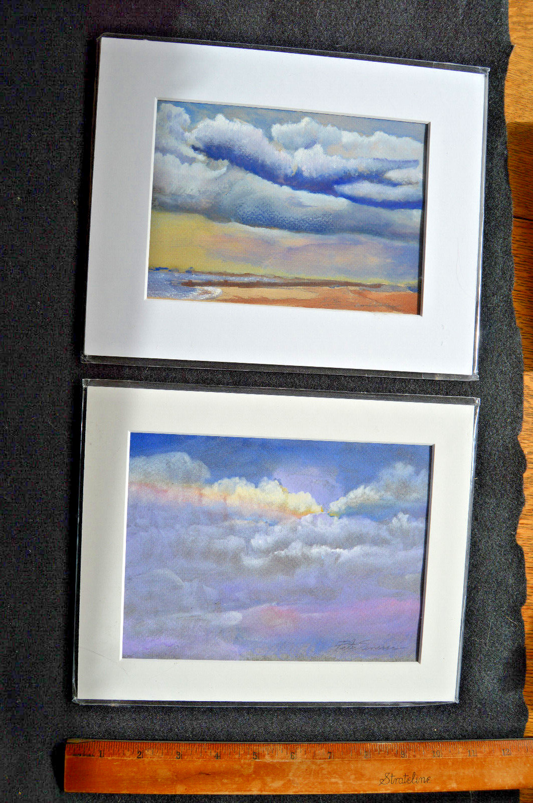 New Sealed Pair of Original Signed Impressionist Watercolors Seascapes 8×10 Mat