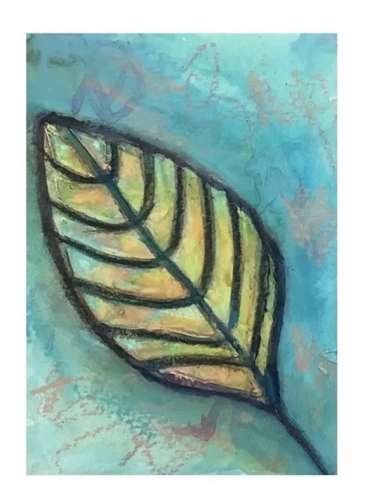 ACEO By Kenna Painting Original Leaf Art Card 2.5” X 3.5” Signed ÀTC