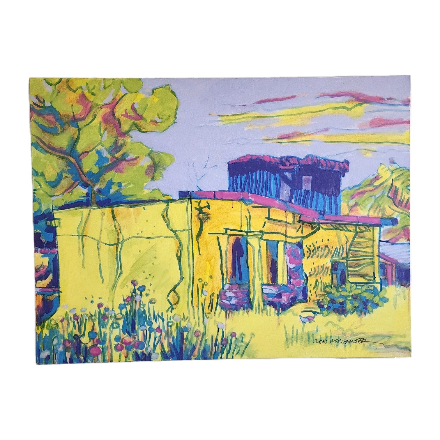 Don Mosbarger Original Acrylic Painting Adobe Southwest Art 30×40 Canvas Signed