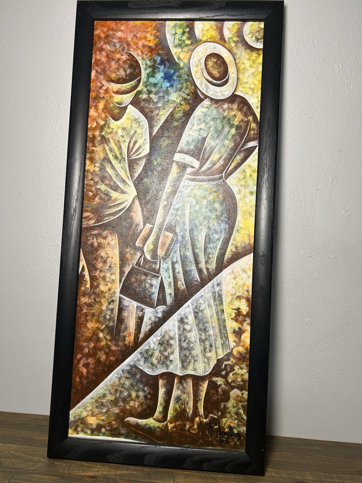 “yes Mama “ Original Painting By Robert Armstrong 15×36 Framed