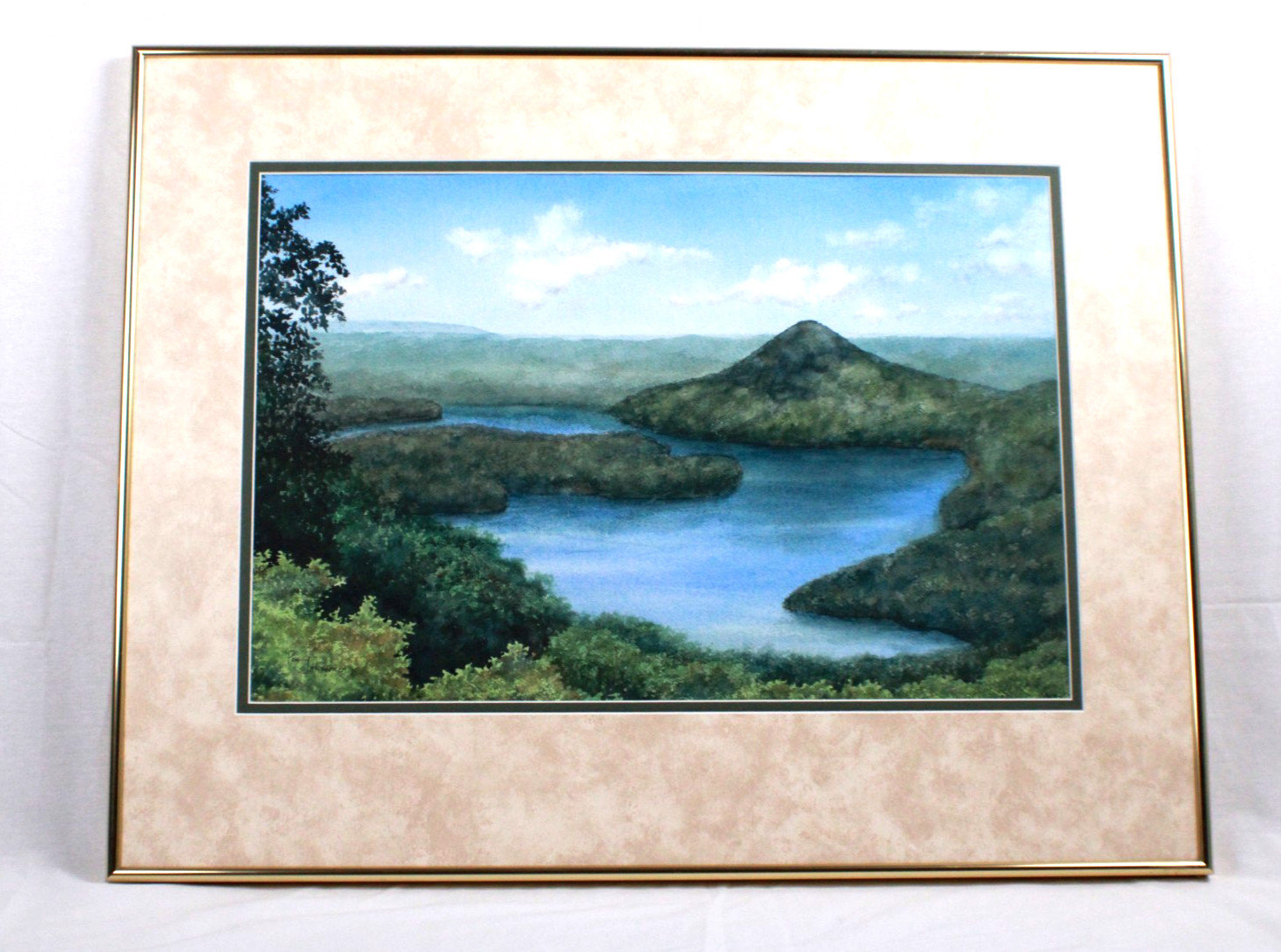 Vintage Original Landscape Watercolor Painting Signed By Artist Penny Johnson