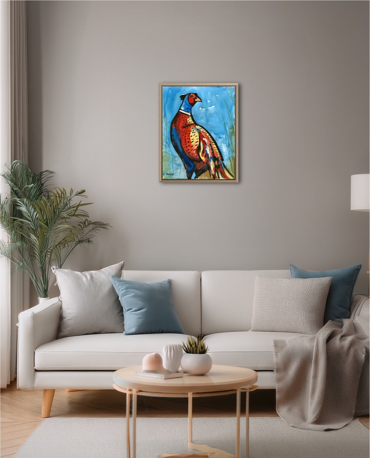 Atherton 11×14 Original Expressionism Acrylic Painting «Pheasant 10» hand signed
