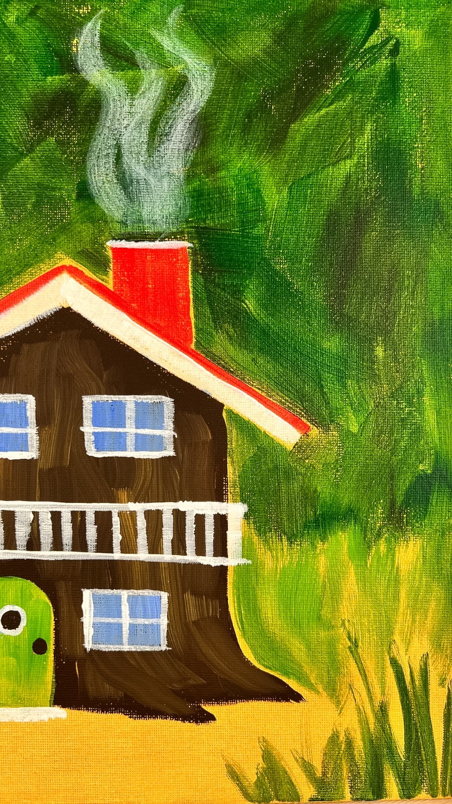 Fairy Cottage Original Fantasy Landscape Folk Art Painting Cottagecore SRA 12×12
