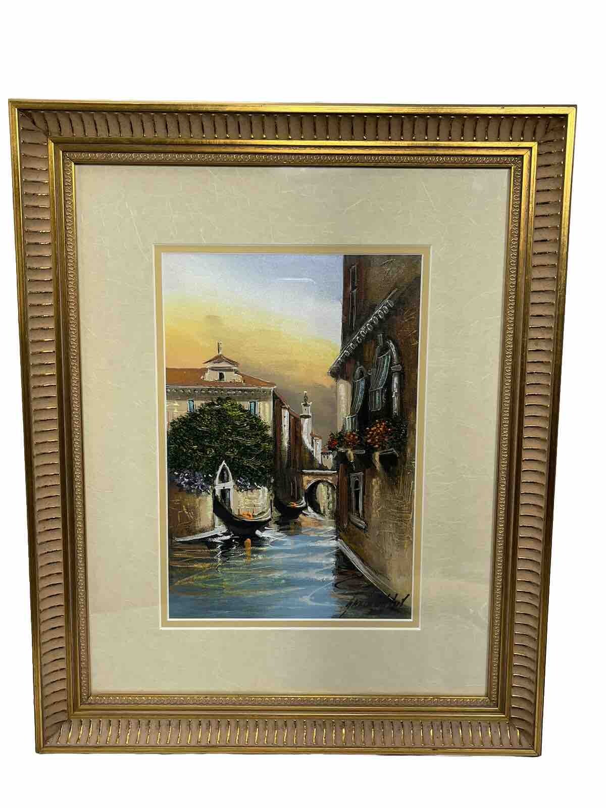 Original Venice Canal Oil Landscape Painting FRAMED Signed Artist 2001