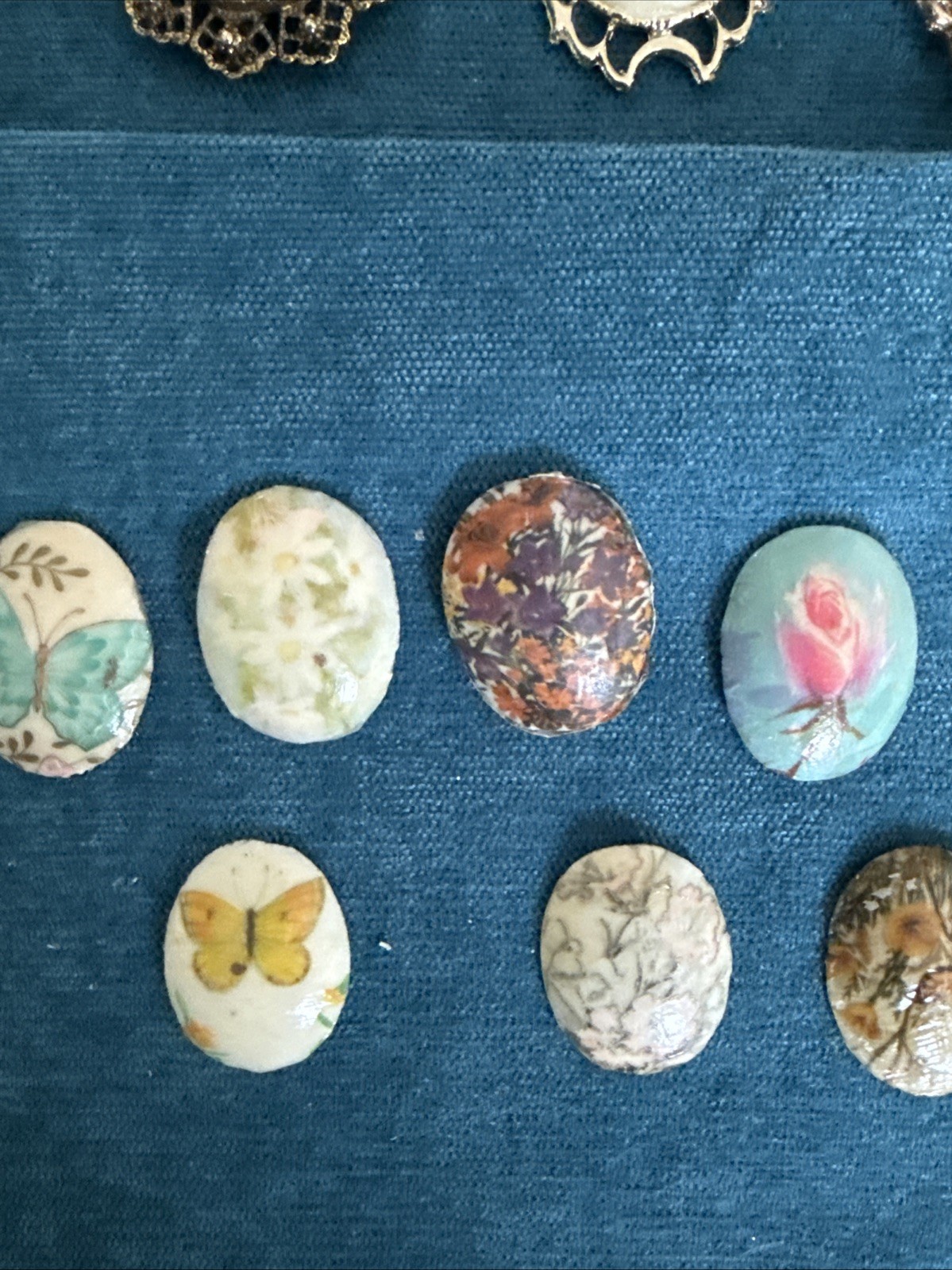 Hand Painted on Shell Flower Scene