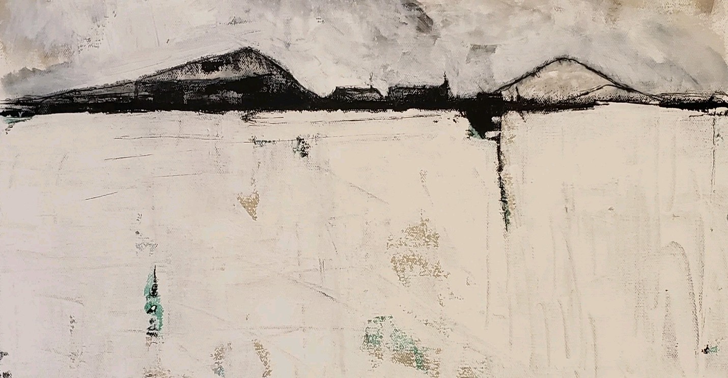 No.627 Original Abstract Minimal Landscape Painting By K.A.Davis