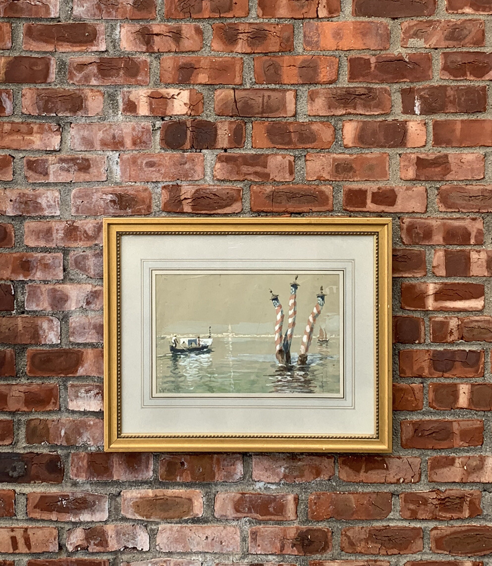 American Illustrator Arthur Burdett Frost Watercolor Port Of Venice Italy. C1910